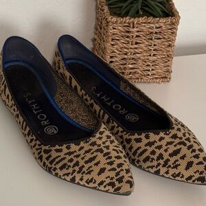 Rothy’s Flats Womens Size 8 Brown The Point Leopard Print Shoes Retired Washable